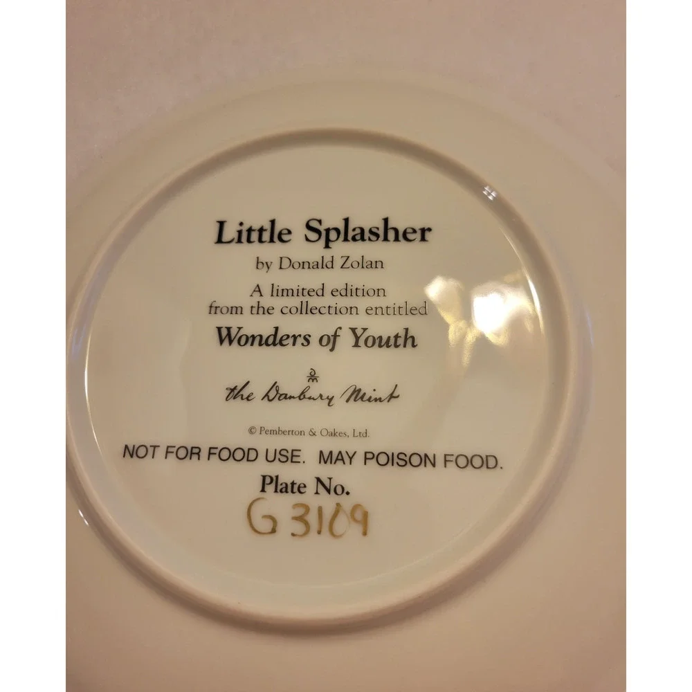Danbury Mint Little Splasher by‎ Donald Zolan Collectible Plate with COA #G3109